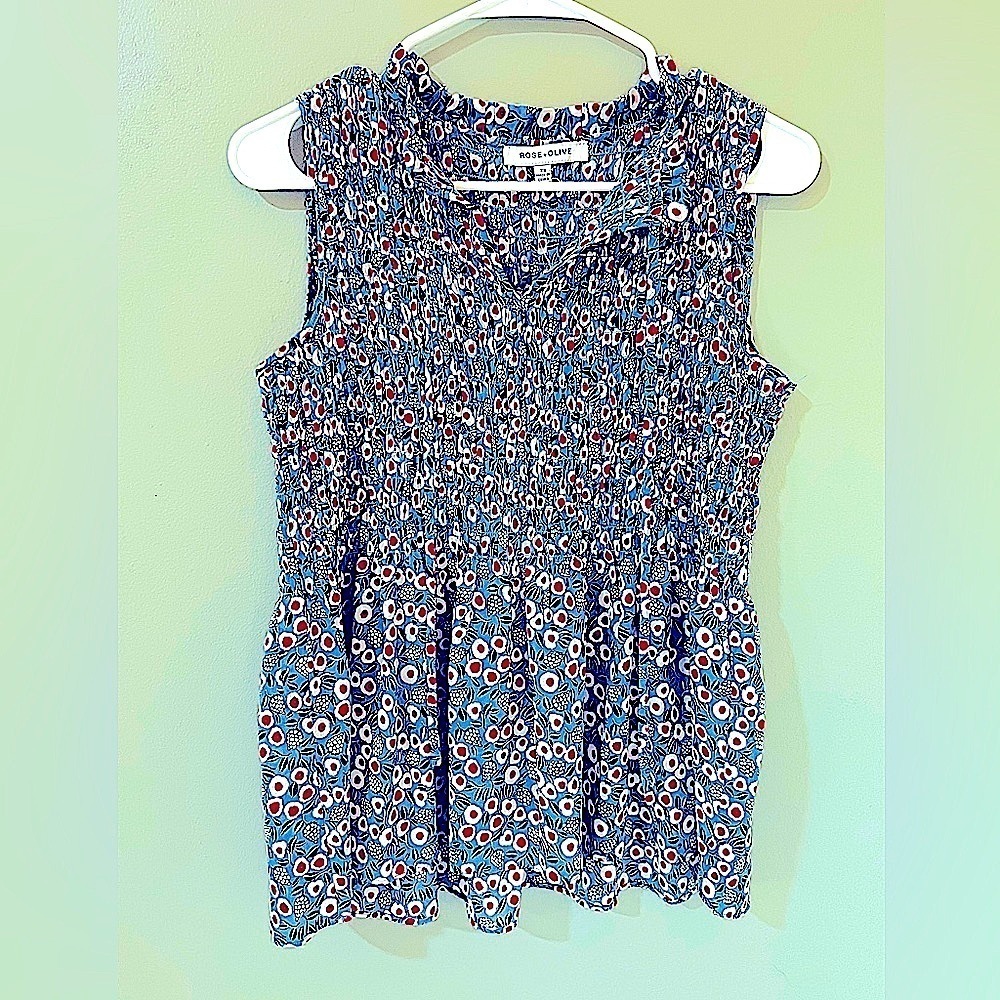Rose + Olive abstract floral pattern sleeveless blouse size extra small